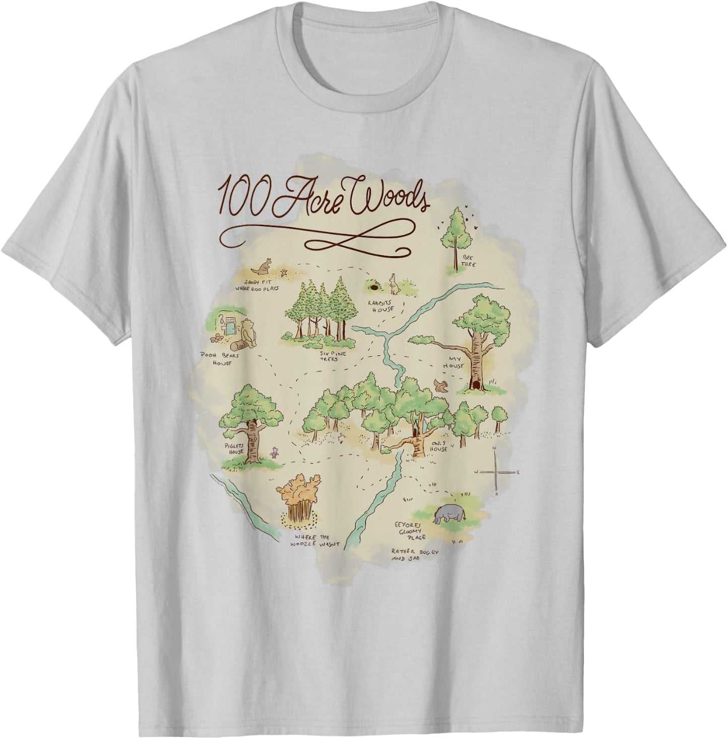 Disney Winnie The Pooh 100 Acre Woods Map T-Shirt - T-Shirt | Ash