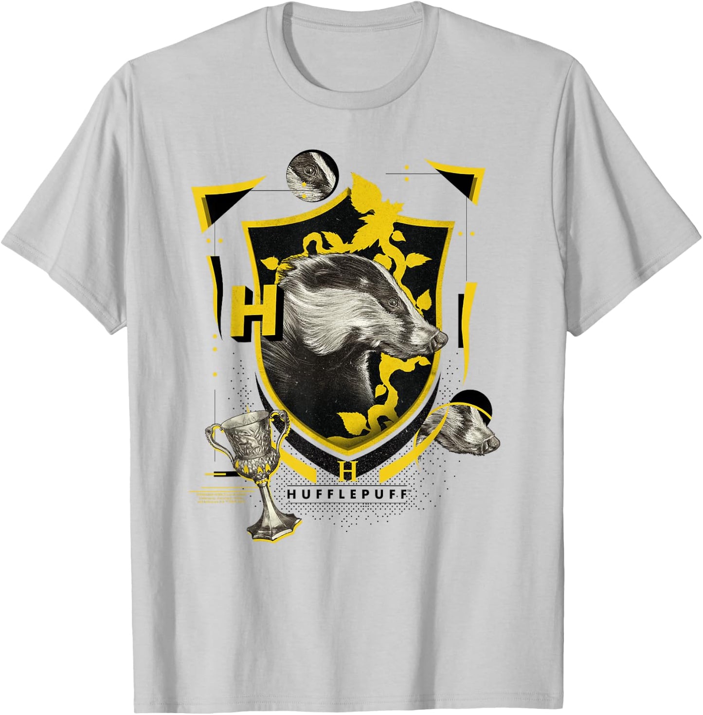 Harry Potter Hufflepuff Shield Realistic Badger T-Shirt - T-Shirt | Ash