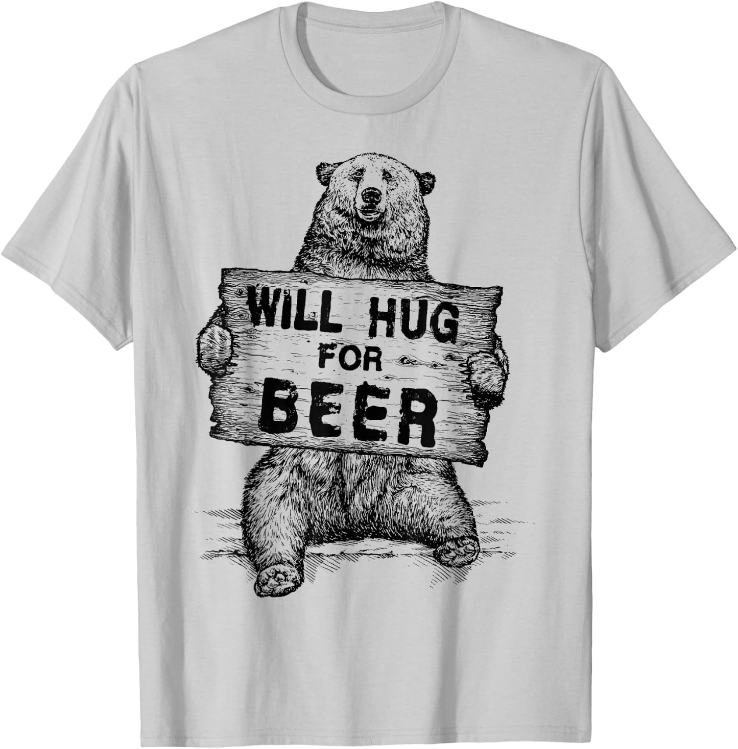 Bear Hug For Beer Vintage Rustic T-Shirt - T-Shirt | Ash