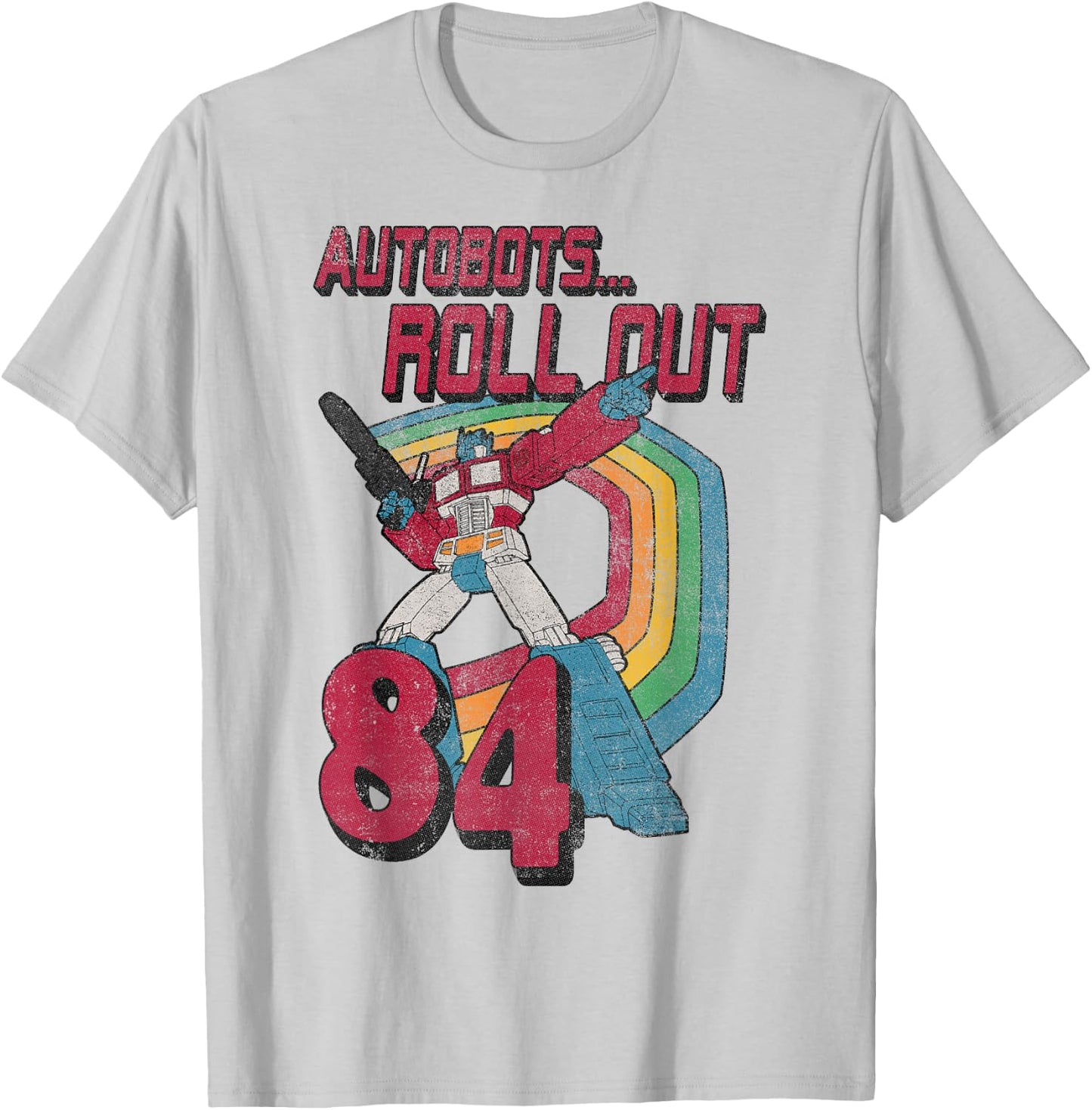 Transformers Autobots Retro Roll Out 84 Rainbow Stripe T-Shirt - T-Shirt | Ash