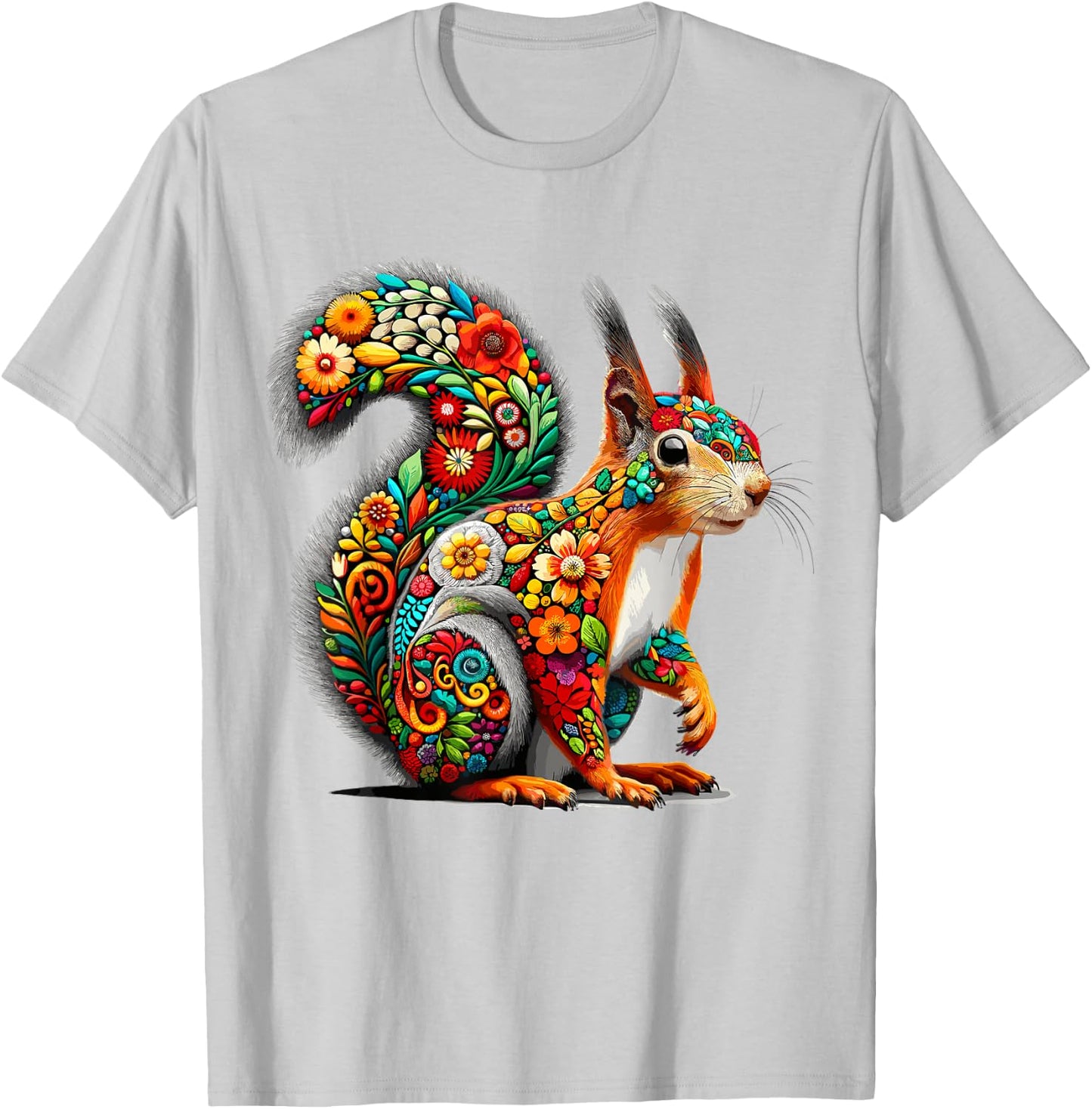 Floral Aesthetic Squirrel Lover Shirt Squirrel T-Shirt - T-Shirt | Ash