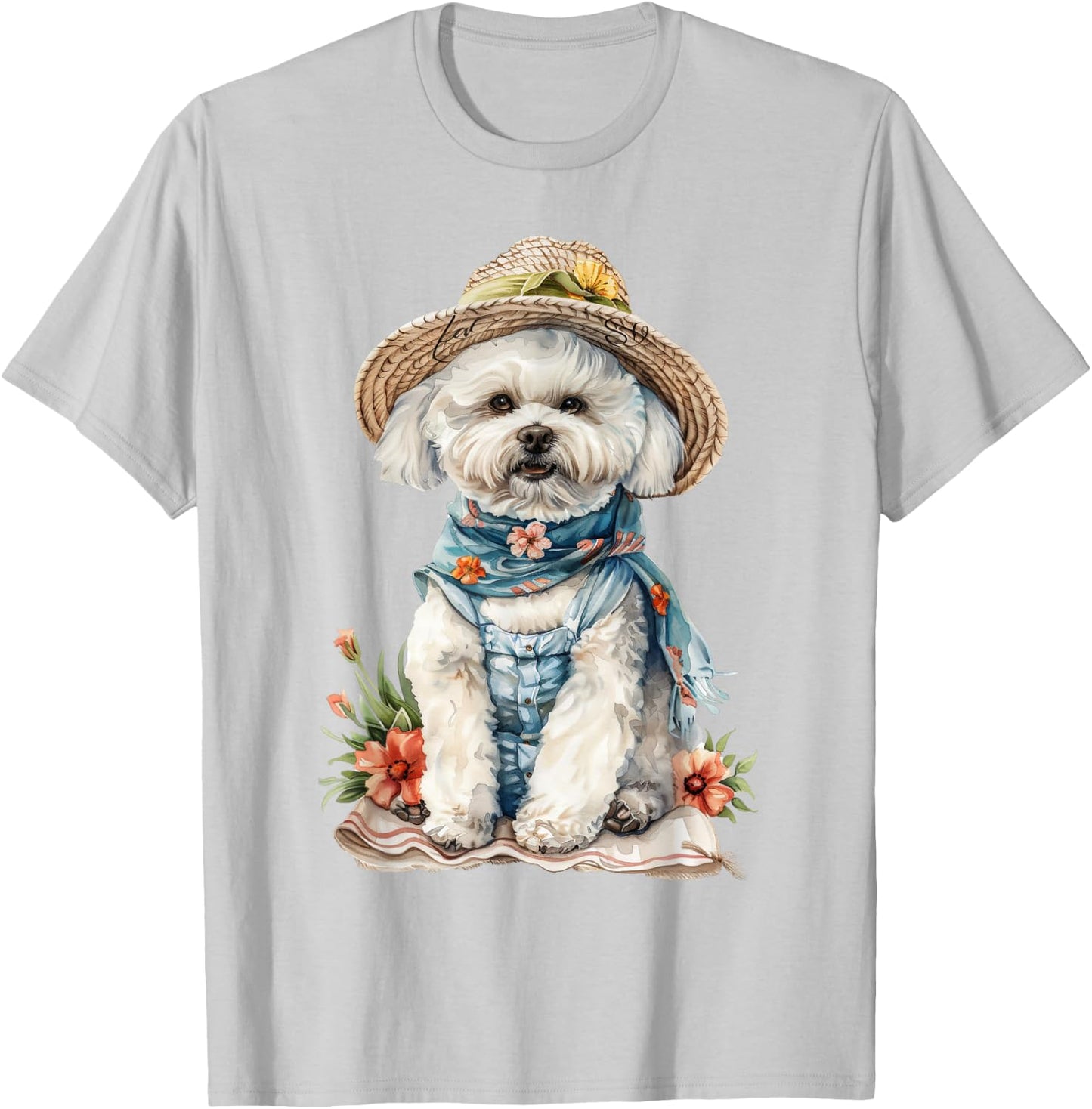 Summer Dog Bichon Frise Women Girls Kids T-Shirt - T-Shirt | Ash