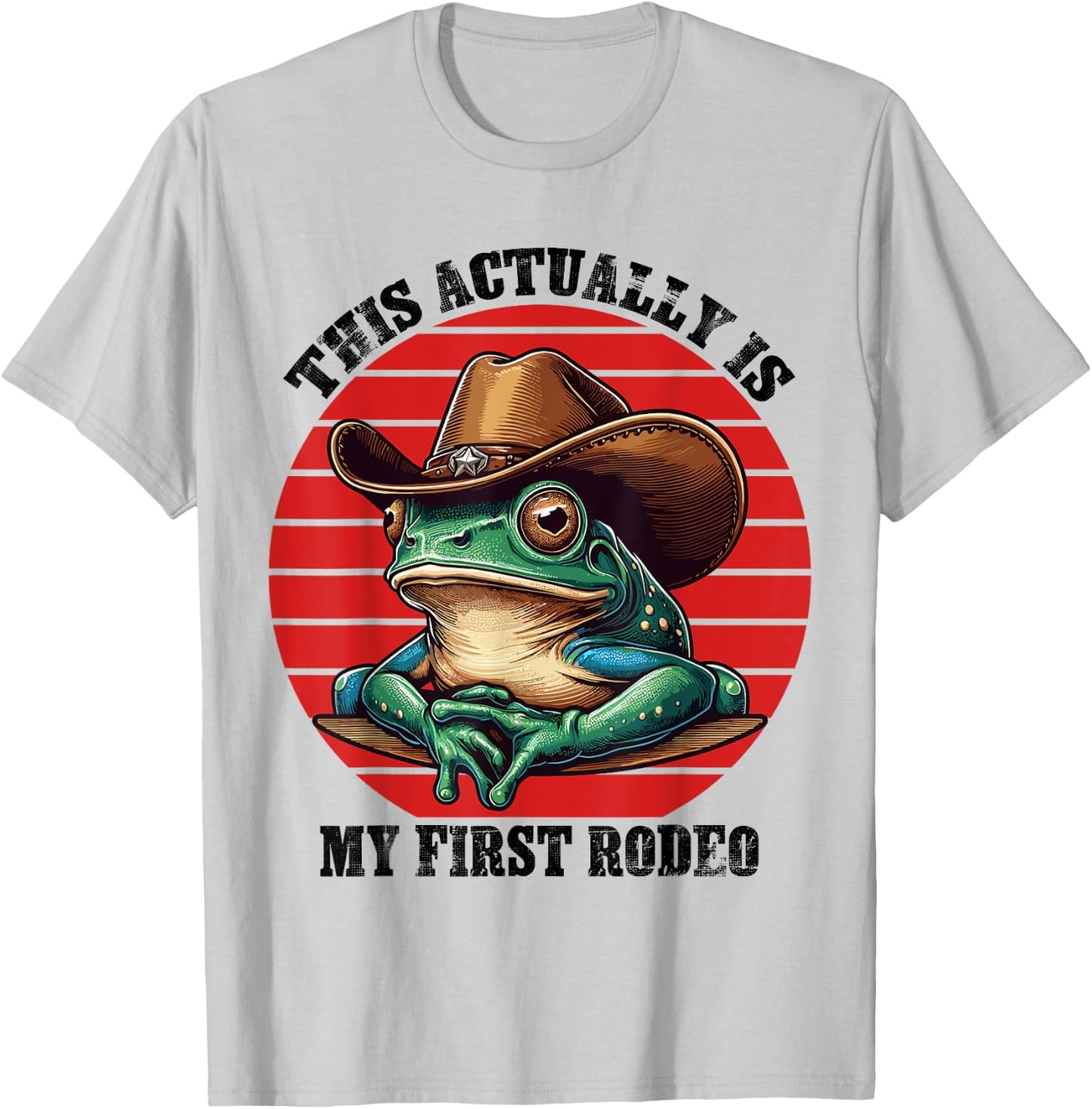 Funny Frog Cowboy Farmer Cowgirl Hat Western Frog Men Women T-Shirt - T-Shirt | Ash