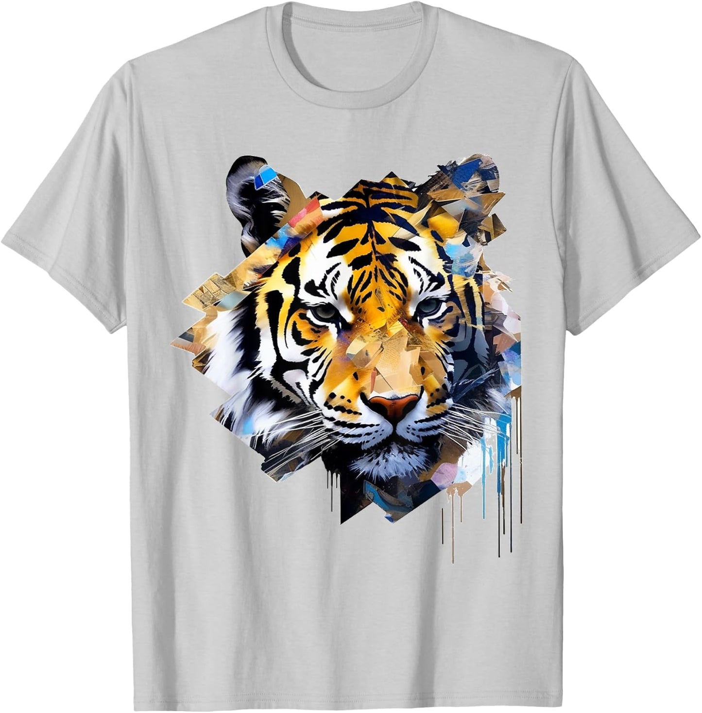 Tiger Artwork Animal Design Tiger T-Shirt - T-Shirt | Ash