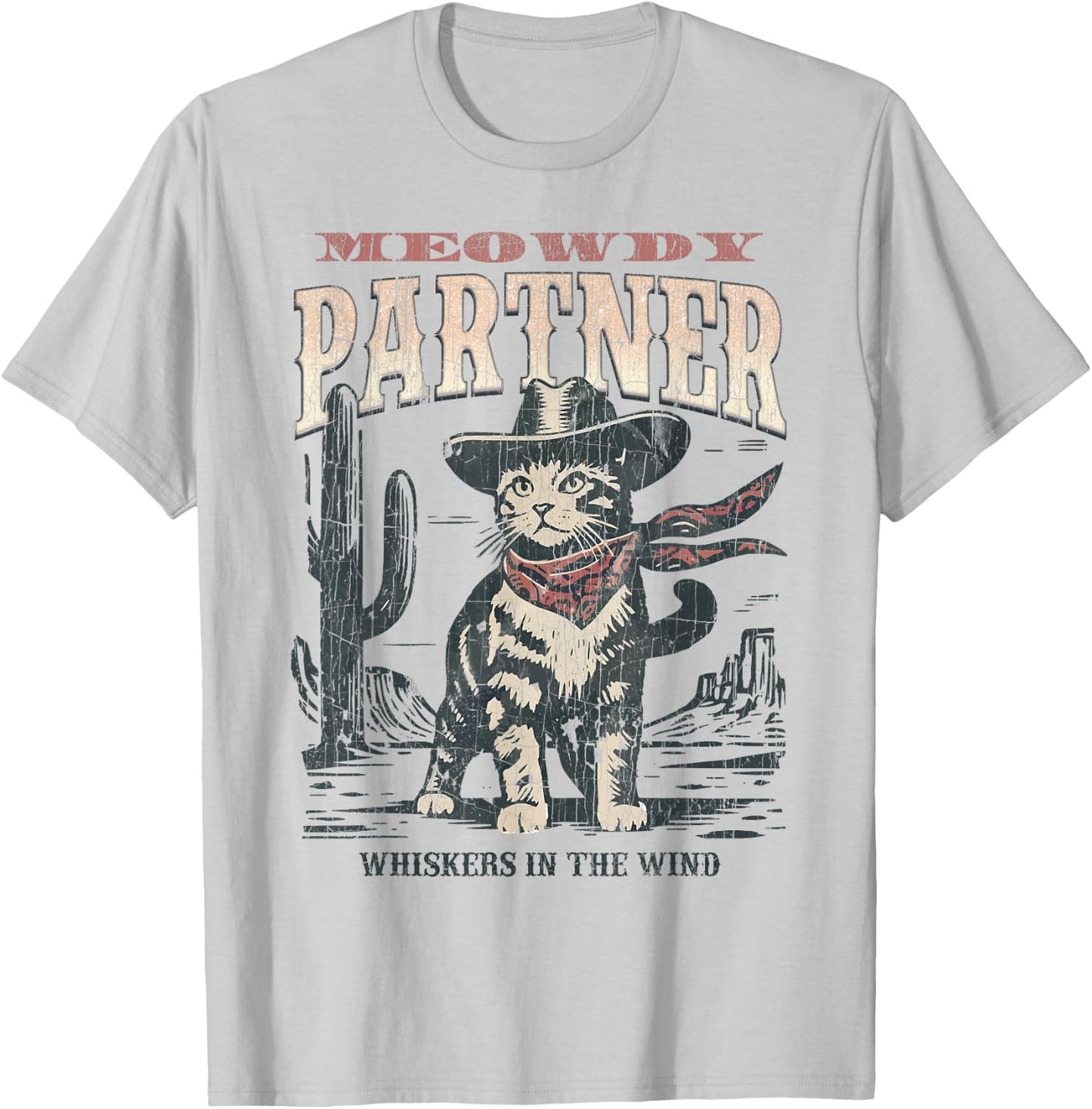 Meowdy Partner Cowboy Cat Vintage T-Shirt - T-Shirt | Ash