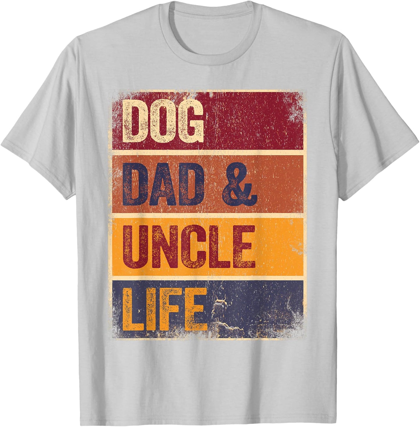 Rockin The Dog Dad Uncle Life Retro Men Dog Loving Uncle T-Shirt - T-Shirt | Ash
