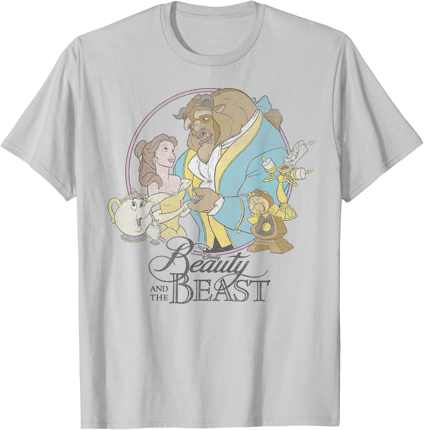 Disney Beauty And The Beast Classic Group Shot T-Shirt - T-Shirt | Ash