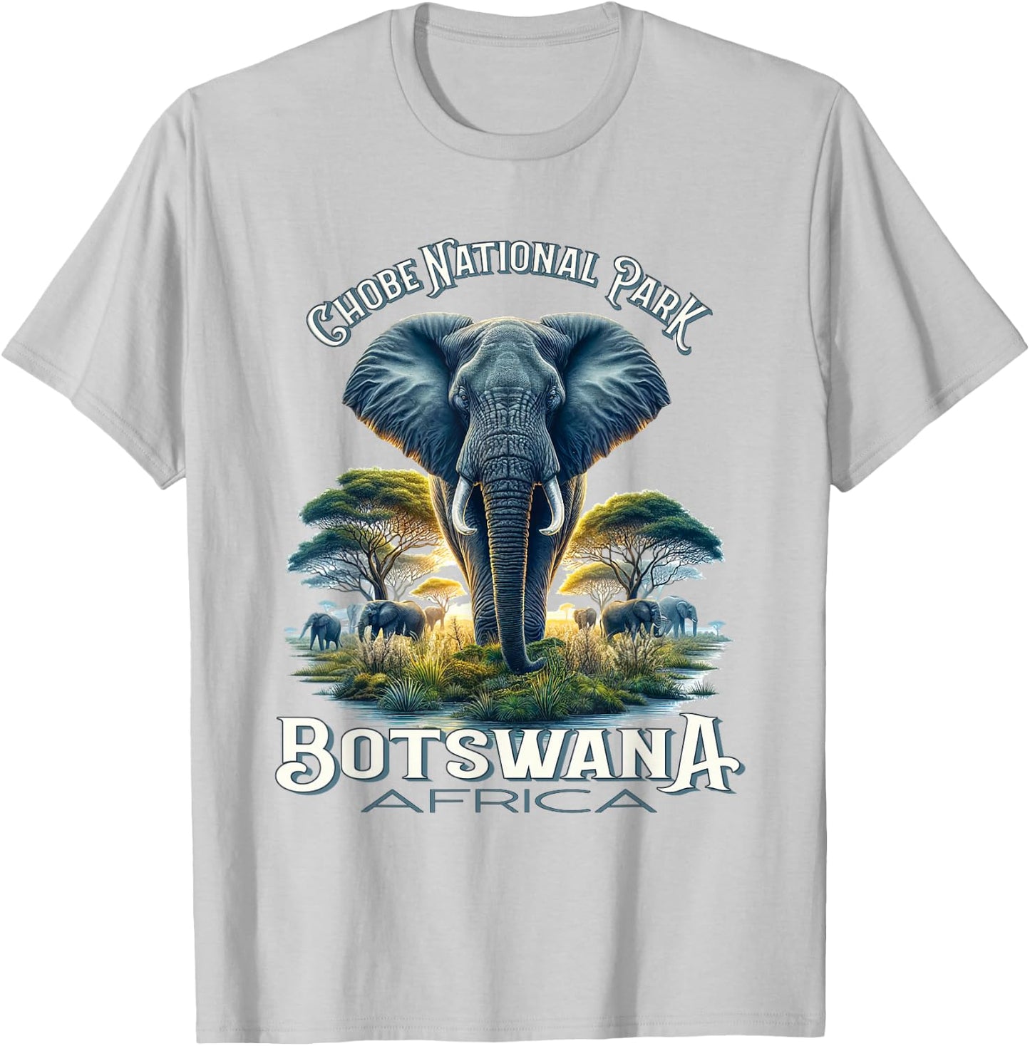 Chobe National Park Botswana Africa Elephants Safari T-Shirt - T-Shirt | Ash