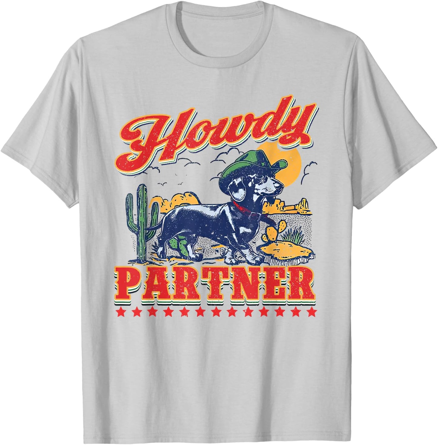Howdy Partner - ready for Rodeo - Cowboy Weenie Dachshund T-Shirt - T-Shirt | Ash
