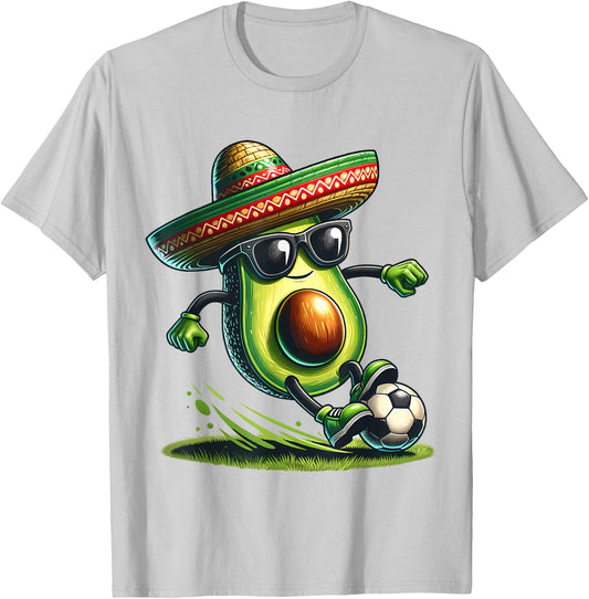 Funny Cinco De Mayo Avocado Showing Soccer Skills Outfit T-Shirt - T-Shirt | Ash