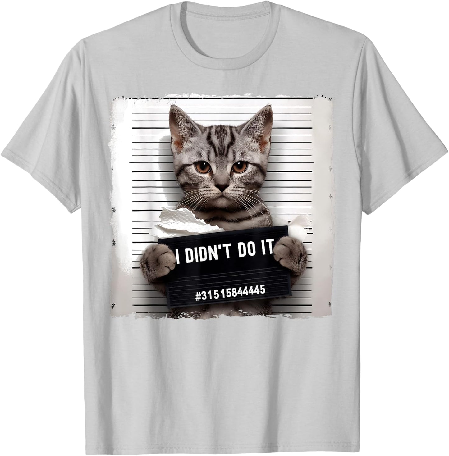 Funny Cat Meme Police Lineup I Didn't Do It Angry Kitten Men Women Kids T-Shirt - T-Shirt | Ash