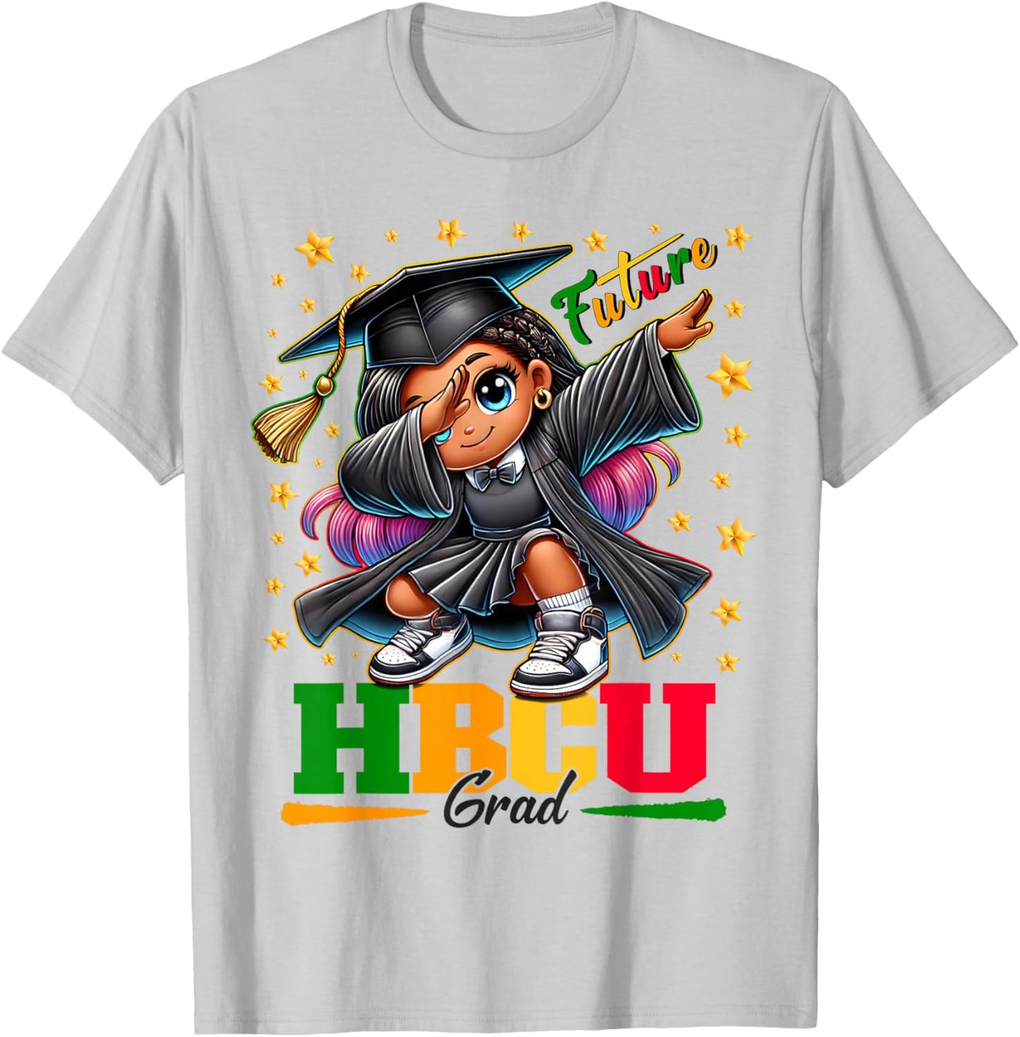 Future HBCU Grad Dabbing Girl Graduation for Girls Kids T-Shirt - T-Shirt | Ash