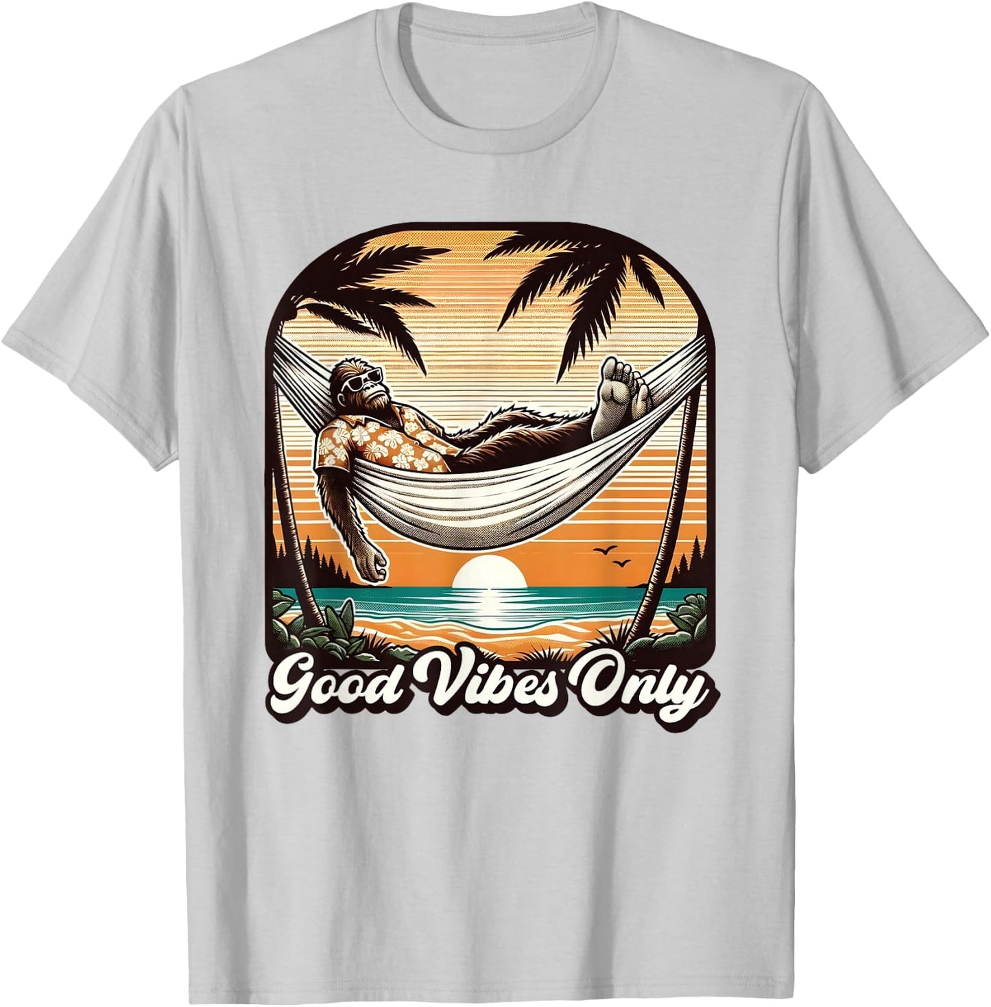 Funny Bigfoot Sasquatch Hawaiian Retro Beach Vacation Men T-Shirt - T-Shirt | Ash