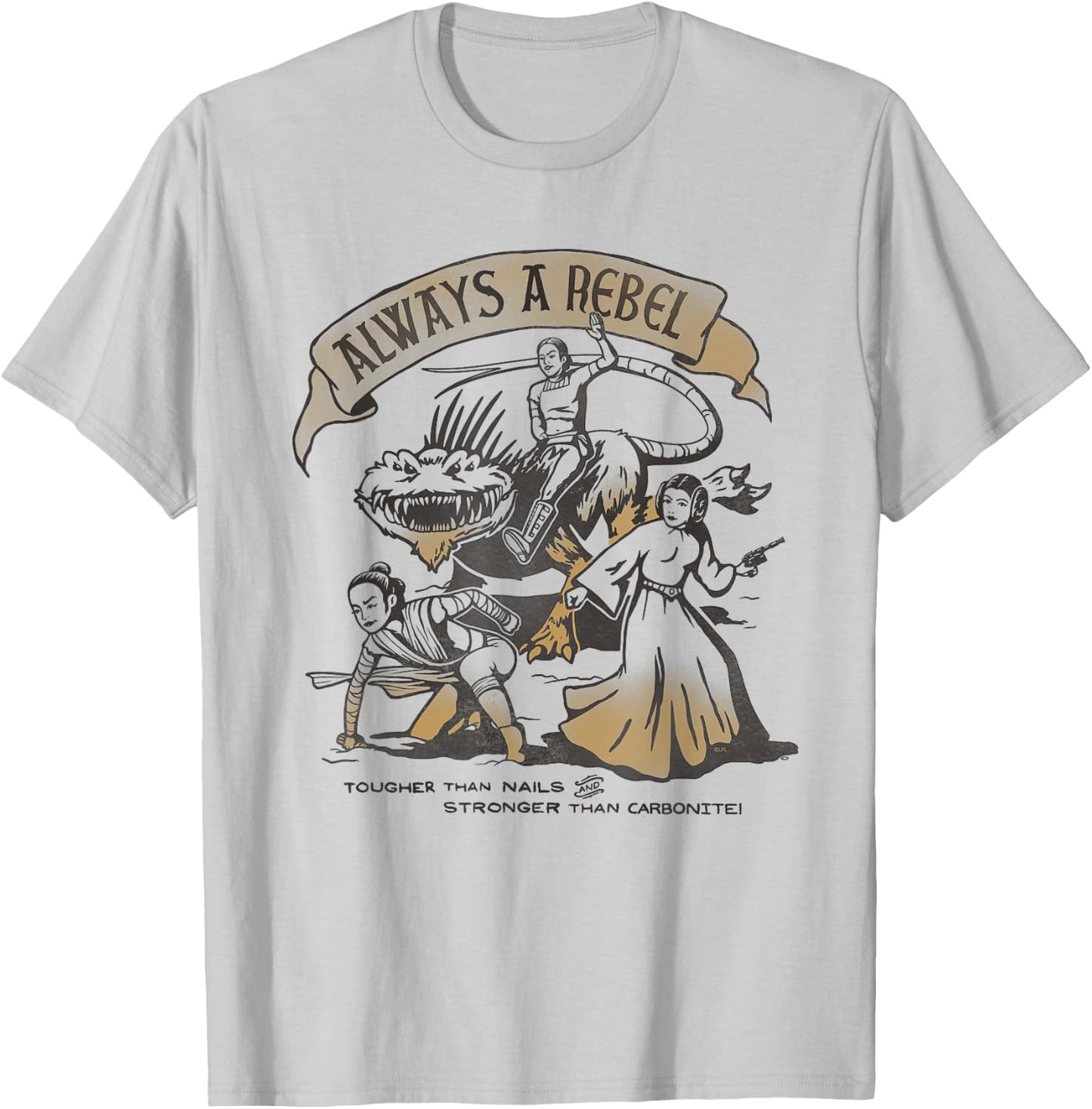 Star Wars Women of the Galaxy Leia Padmé Rey Always a Rebel T-Shirt - T-Shirt | Ash