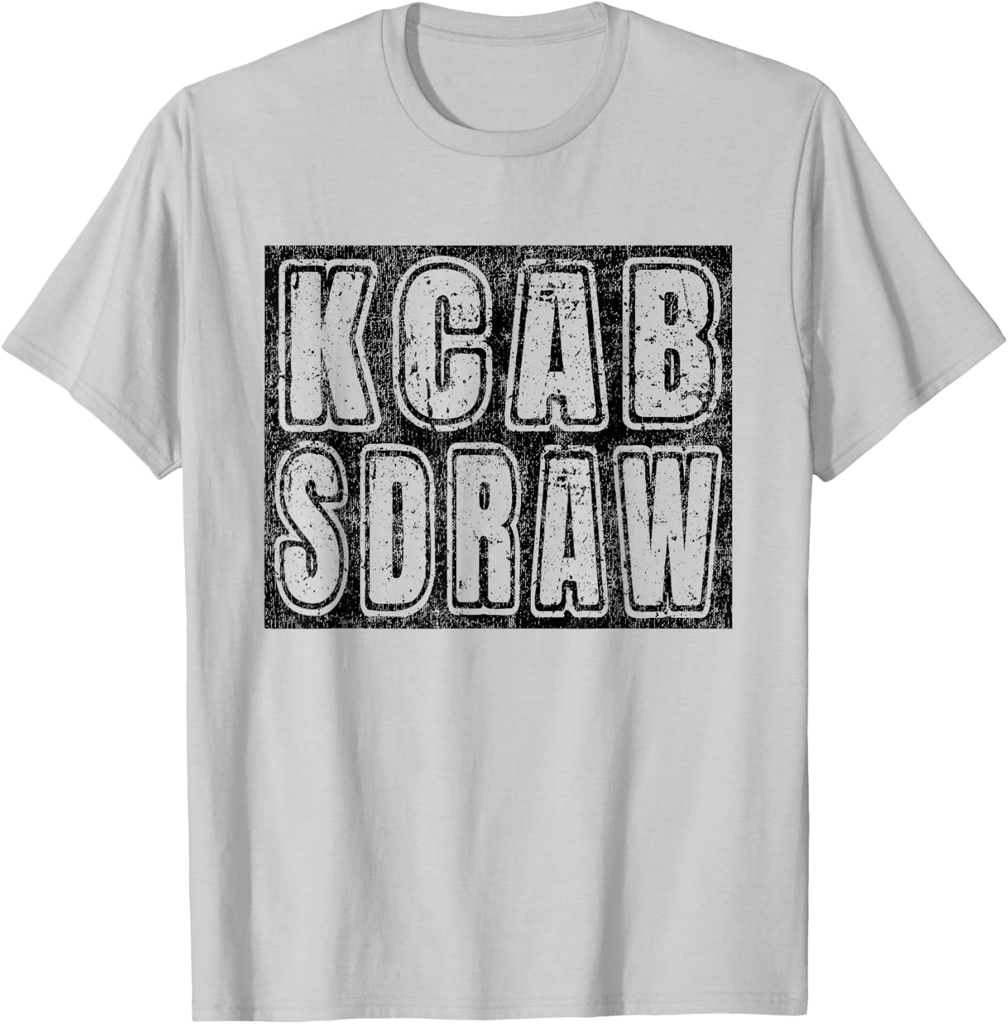 Backward Day - Vintage Box Graphic Wordart Backwards T-Shirt - T-Shirt | Ash