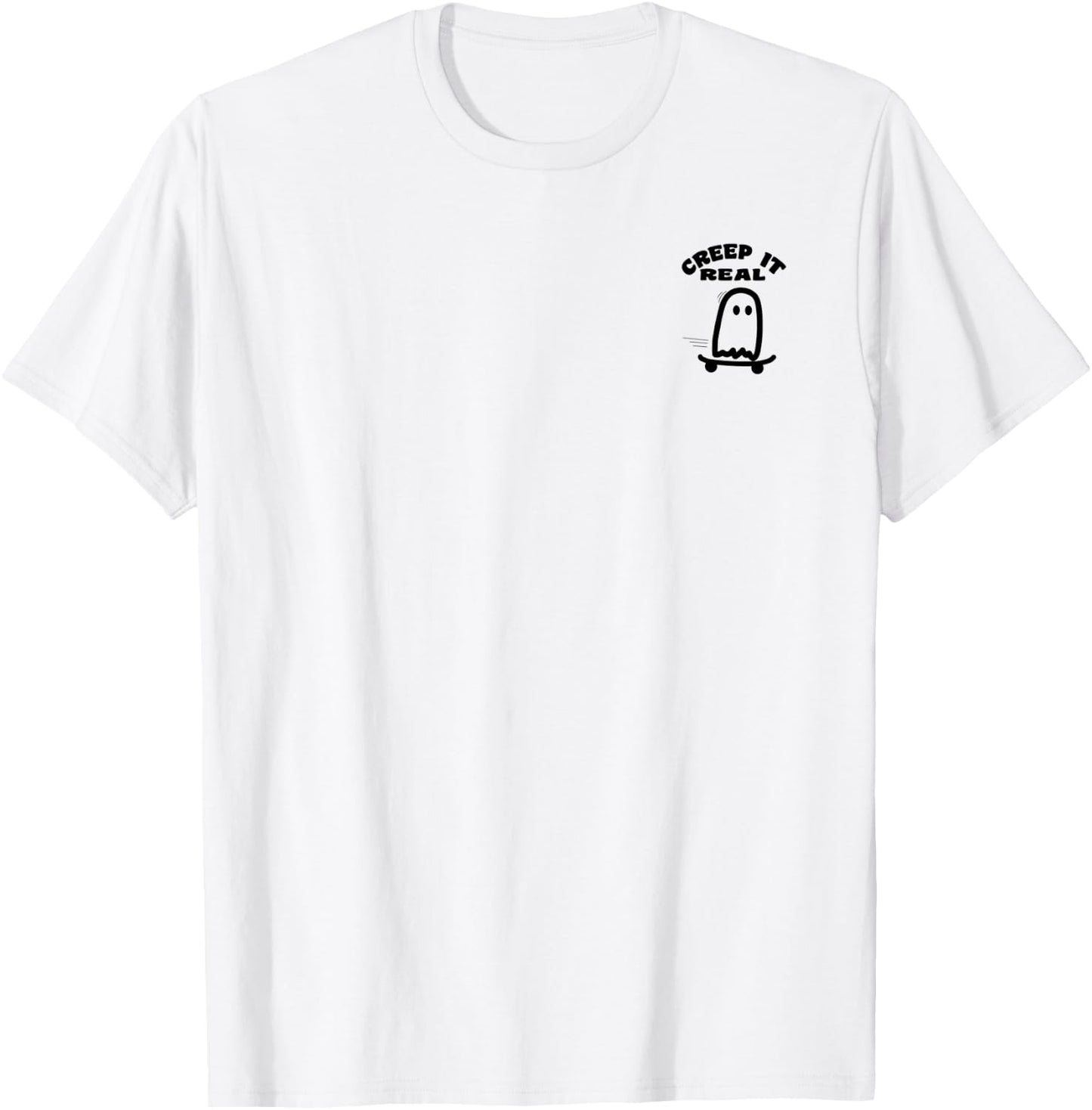 Skateboard Ghost Halloween Costume Funny Ghost Skateboarding T-Shirt - T-Shirt | White