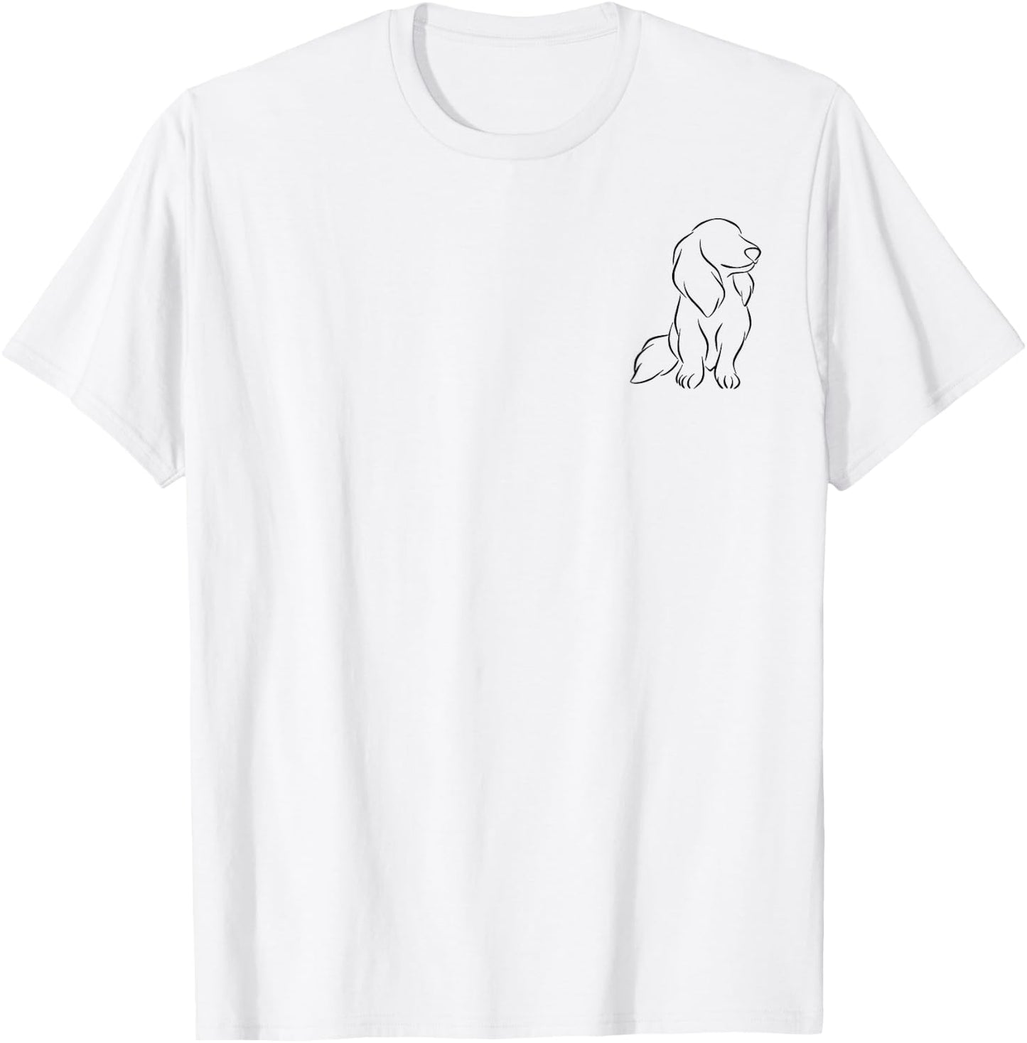 Long haired Dachshund Line Art cute Doxie Wiener Dog Men Women T-Shirt - T-Shirt | White