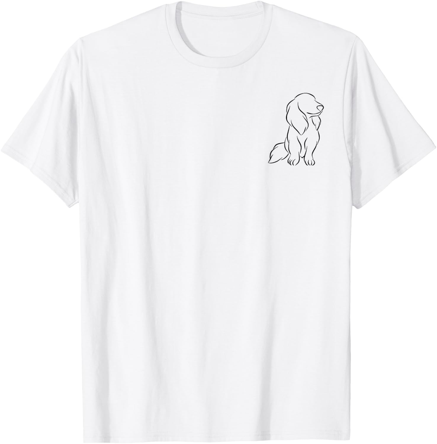 Long haired Dachshund Line Art cute Doxie Wiener Dog Men Women T-Shirt - T-Shirt | White
