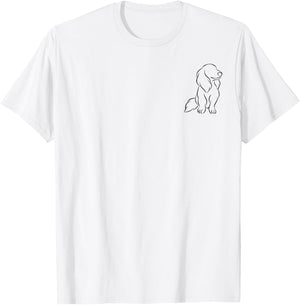 Long haired Dachshund Line Art cute Doxie Wiener Dog Men Women T-Shirt - T-Shirt | White