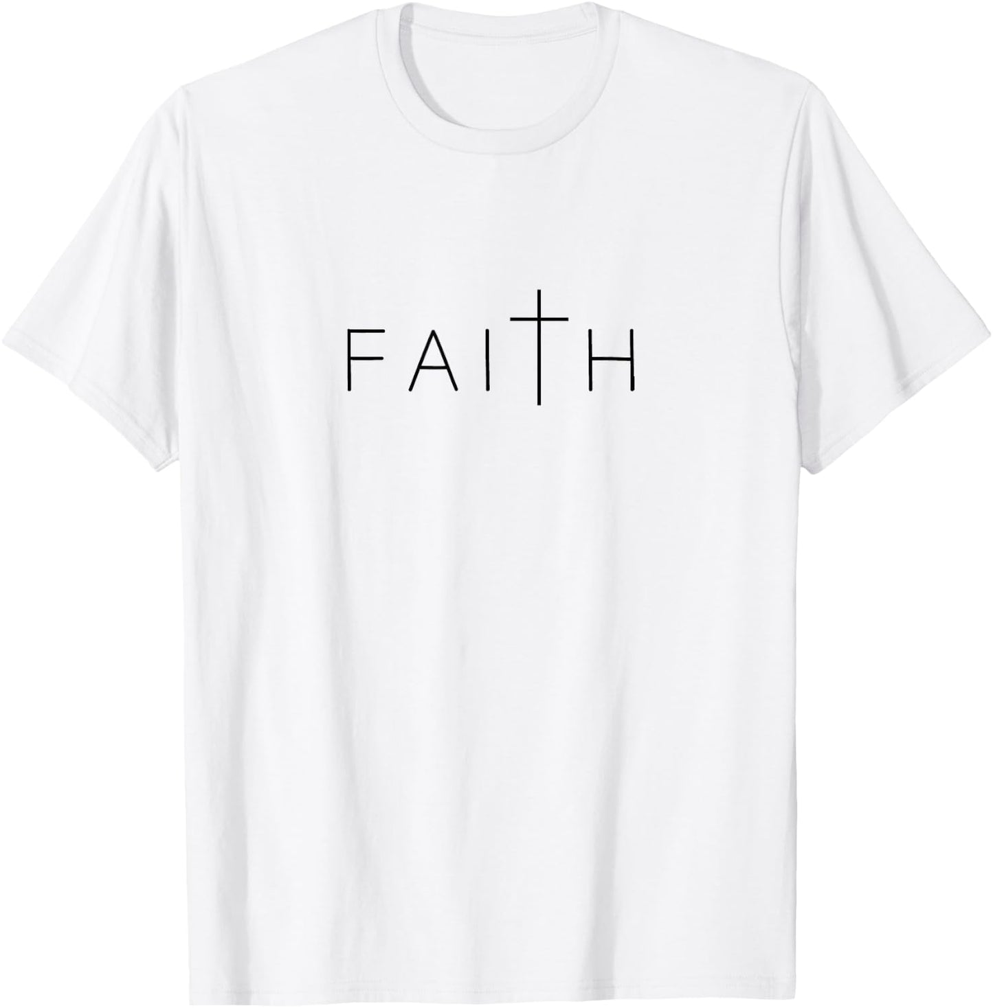 Faith Cross Subtle Christian Minimalist Religious Jesus T-Shirt - T-Shirt | White