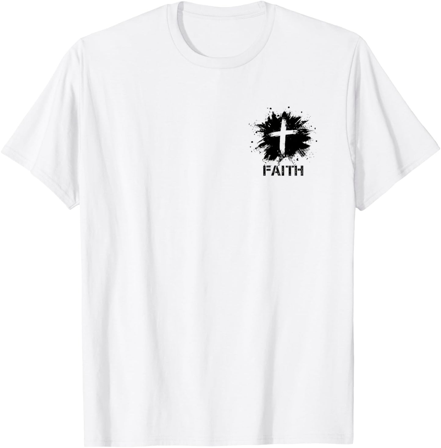Faith Grunge Small Cross Christian Minimalist Religious T-Shirt - T-Shirt | White