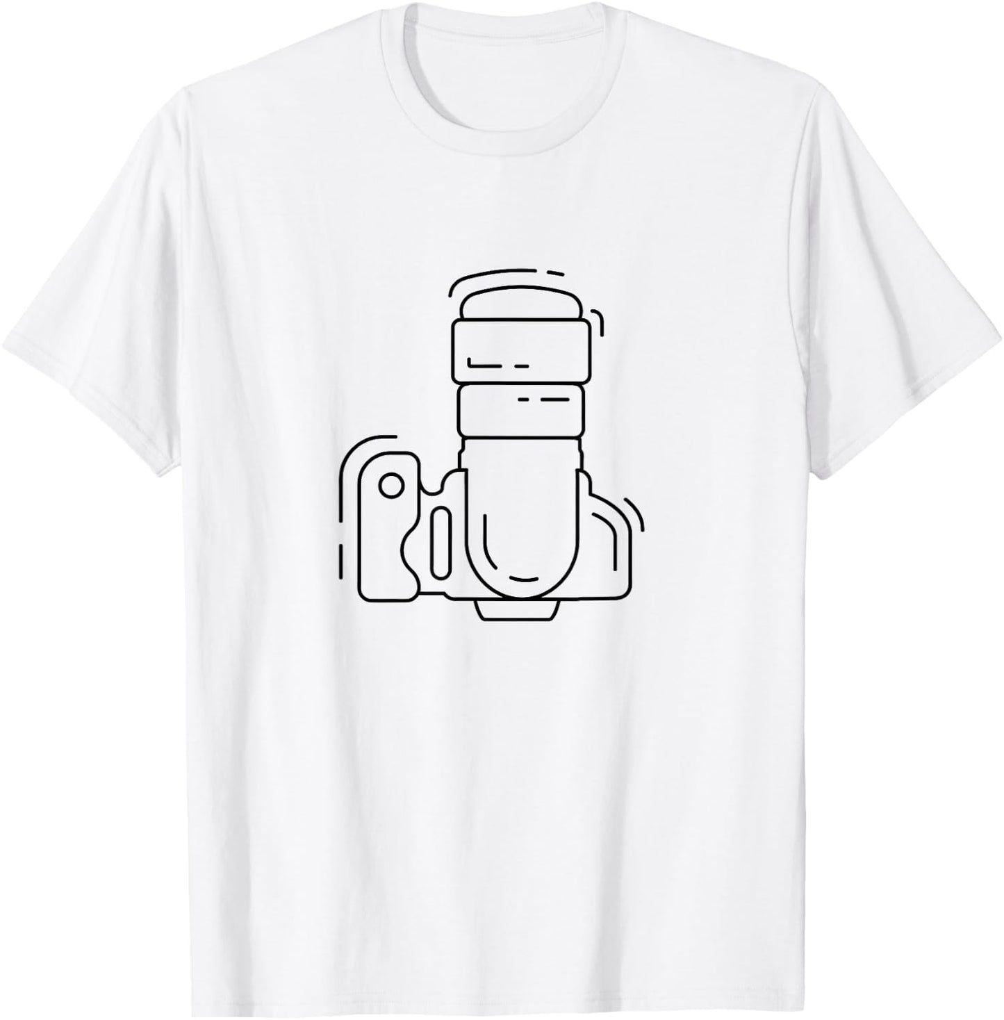 Photography Lover's Line Art DSLR Camera - Photographer T-Shirt - T-Shirt | White