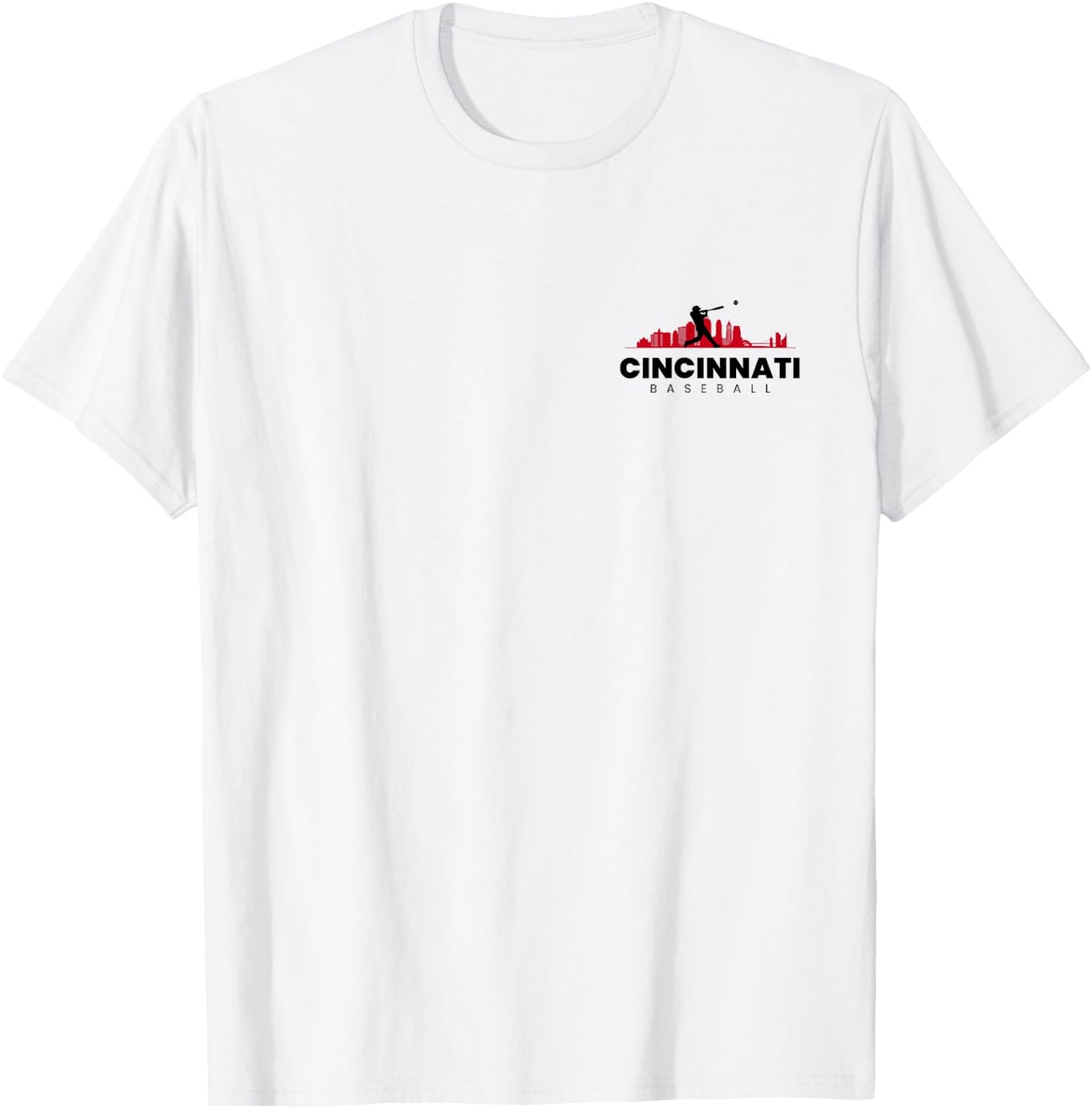 Cincinnati Baseball Minimalist City Skyline Baseball Lover T-Shirt - T-Shirt | White