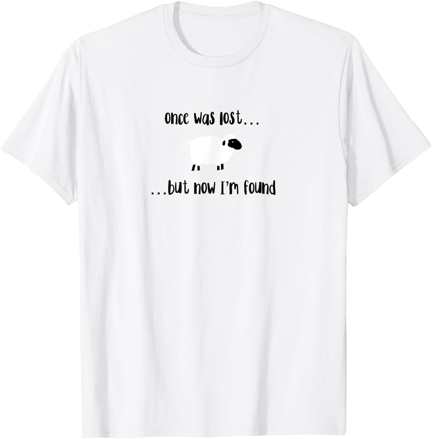 Once Was Lost But Now I’m Found Cute Lamb Christian Design T-Shirt - T-Shirt | White