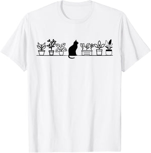 Cats And Plants A Purrfect Combination T-Shirt - T-Shirt | White