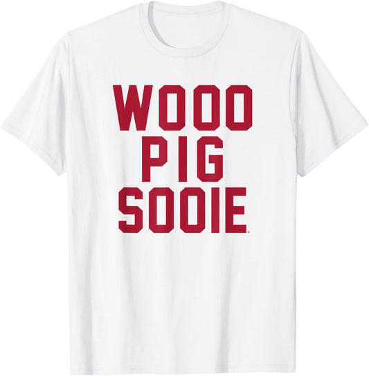 University of Arkansas Razorbacks Wooo Pig Sooie T-Shirt - T-Shirt | White