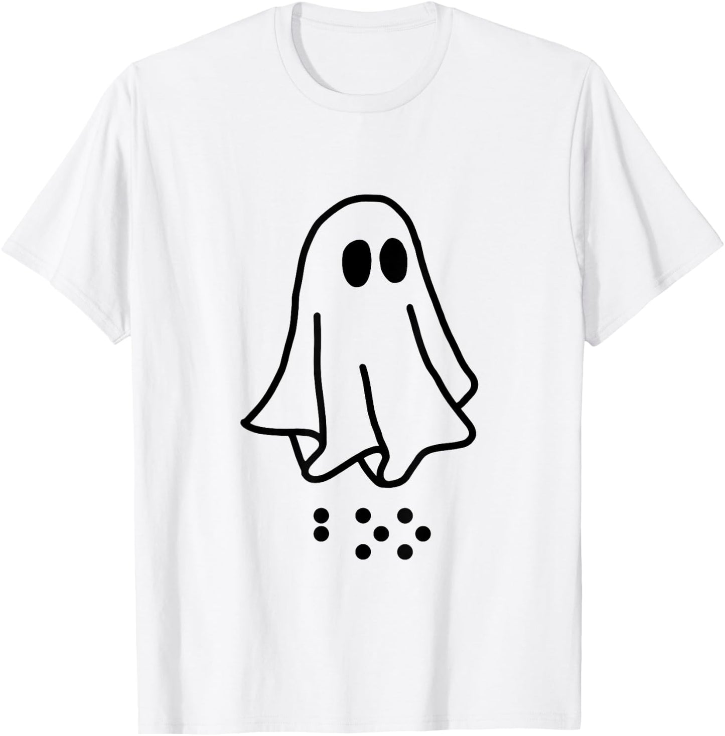 Simulated Braille Halloween Clothing Adult and Youth Ghost T-Shirt - T-Shirt | White