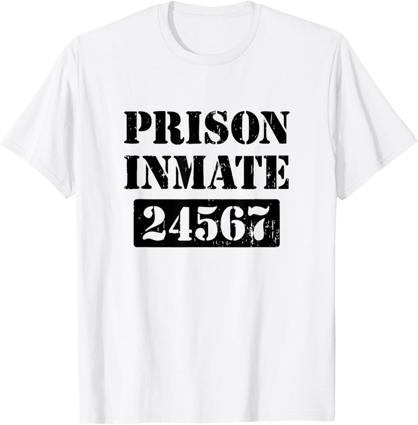 Prisoner Costume Orange Prison Uniform Halloween Jail Inmate T-Shirt - T-Shirt | White