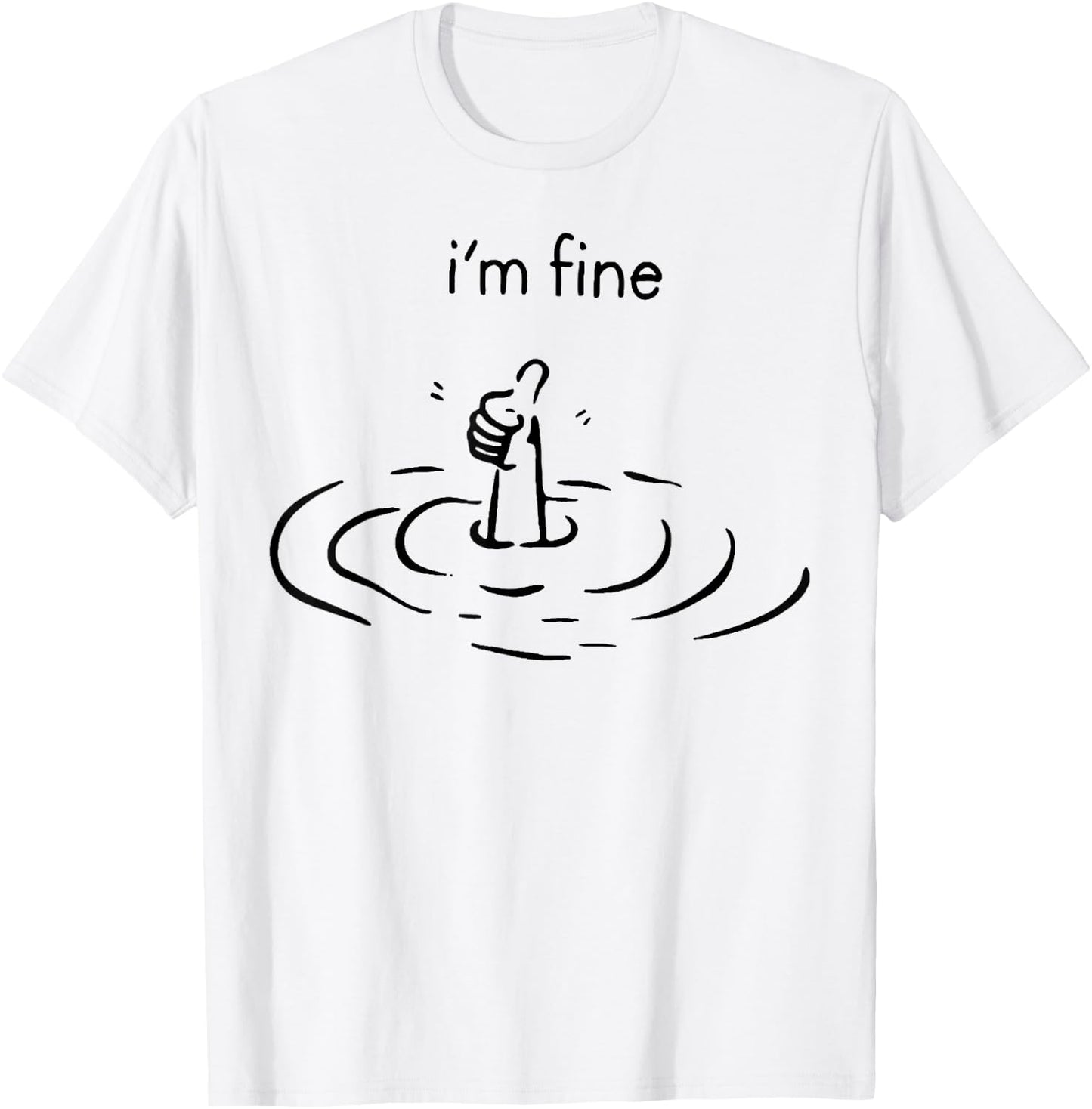 women's i'm fine print , Women's, Grey, Small T-Shirt - T-Shirt | White