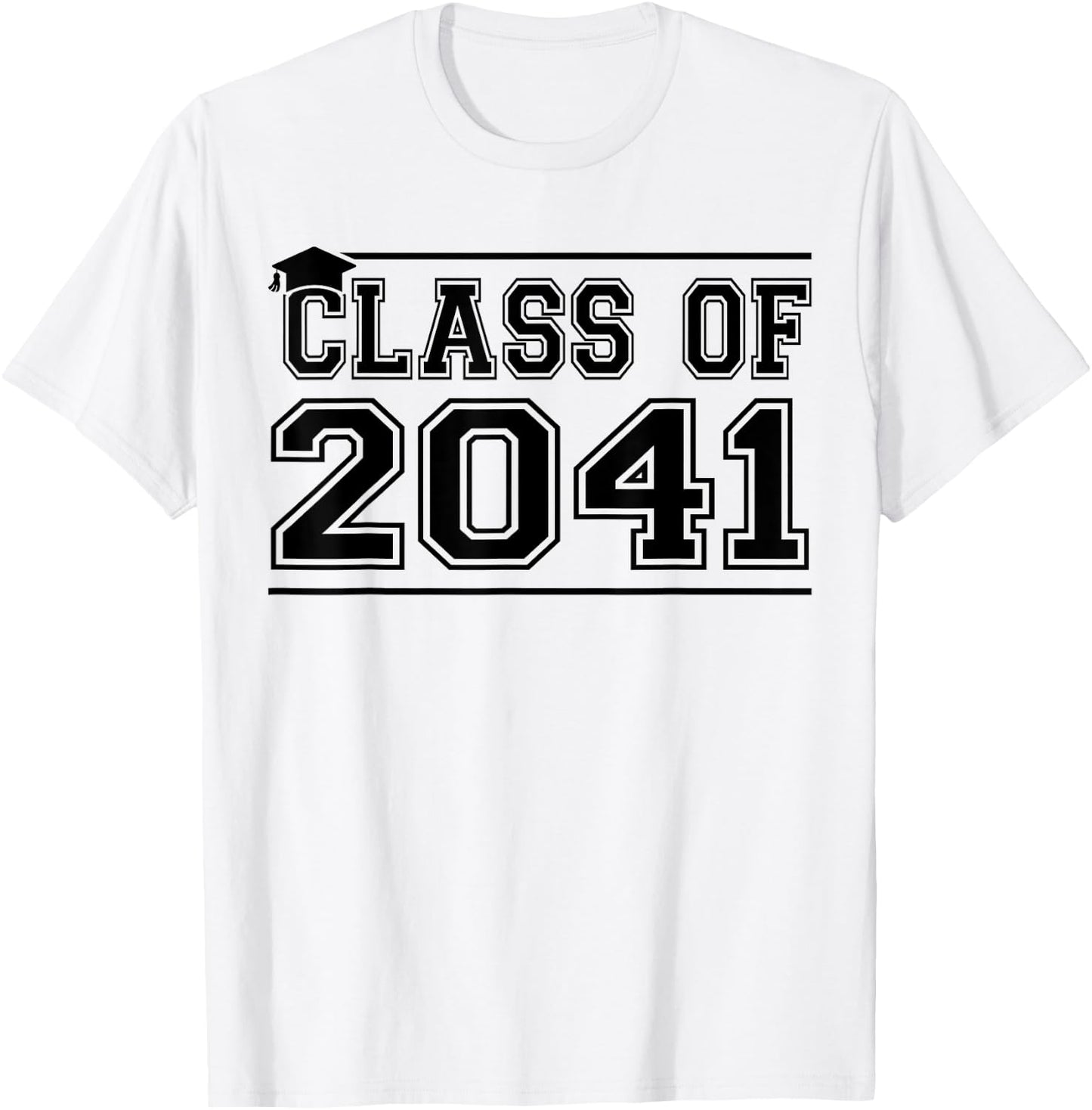 Class of 2041 Grow With Me Handprints On Back K to 12 Grade T-Shirt - T-Shirt | White