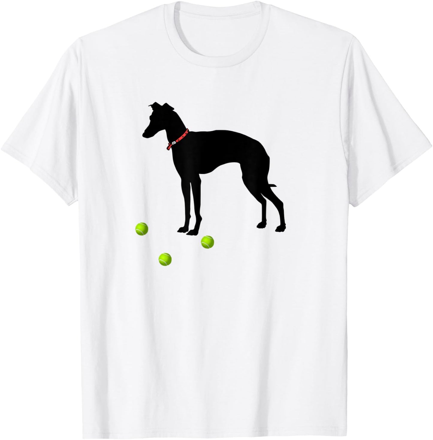 Italian Greyhound Dog Plays Fetch Yellow Tennis Balls Gift Men Women Kids T-Shirt - T-Shirt | White
