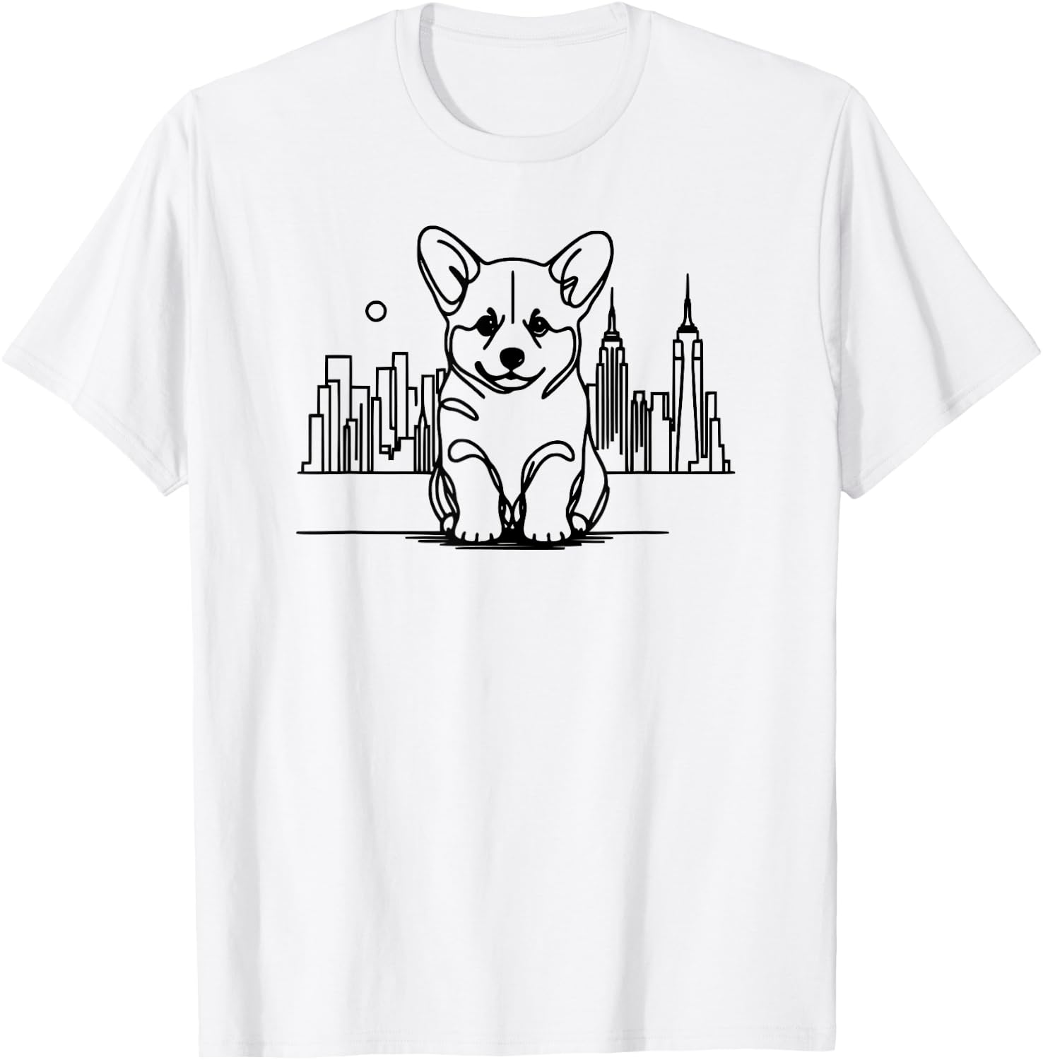 Welsh Corgi dog in New York City gifts, NYC skyline art T-Shirt - T-Shirt | White