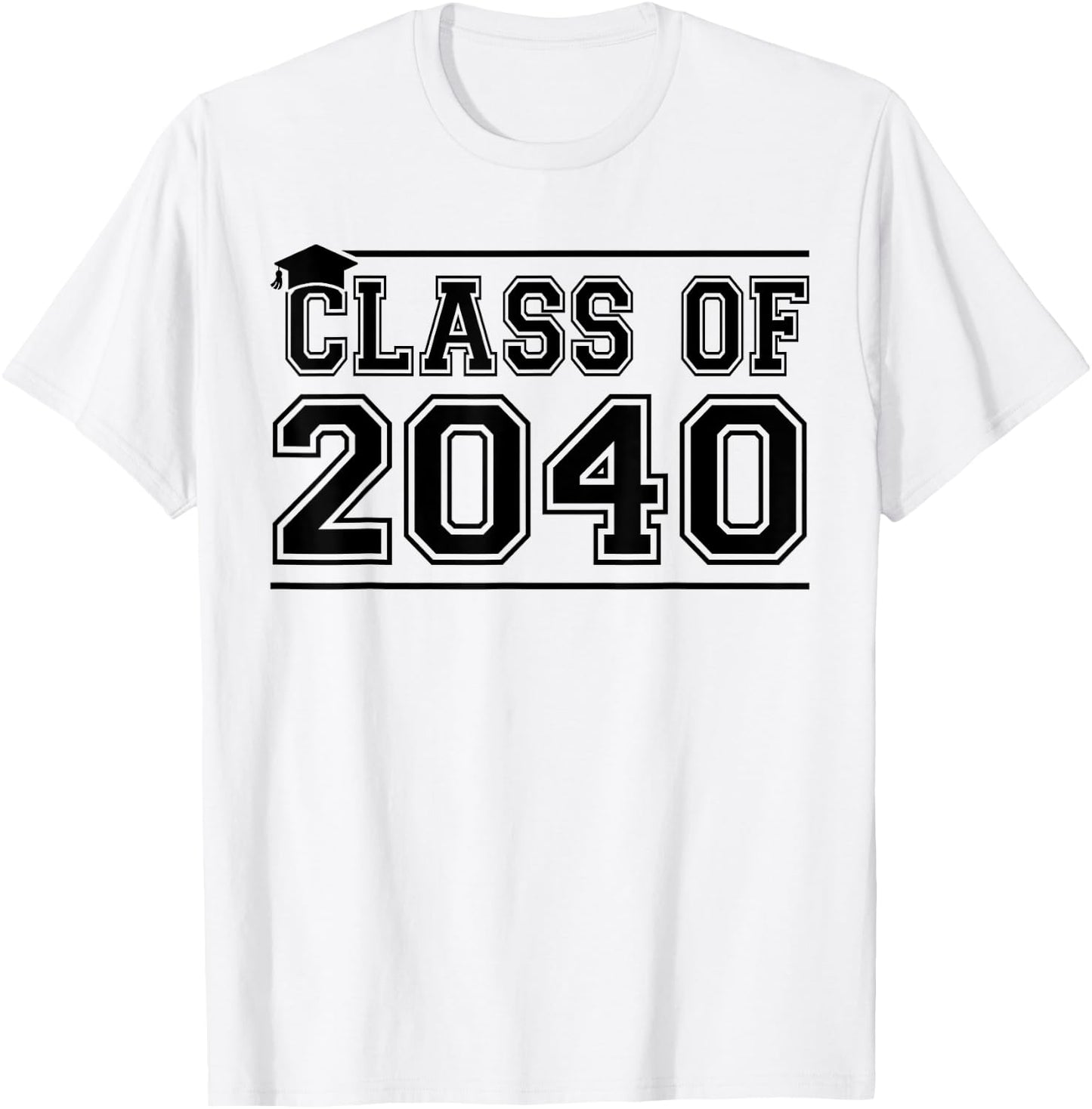 Class of 2040 Grow With Me Handprints On Back K to 12 Grade T-Shirt - T-Shirt | White