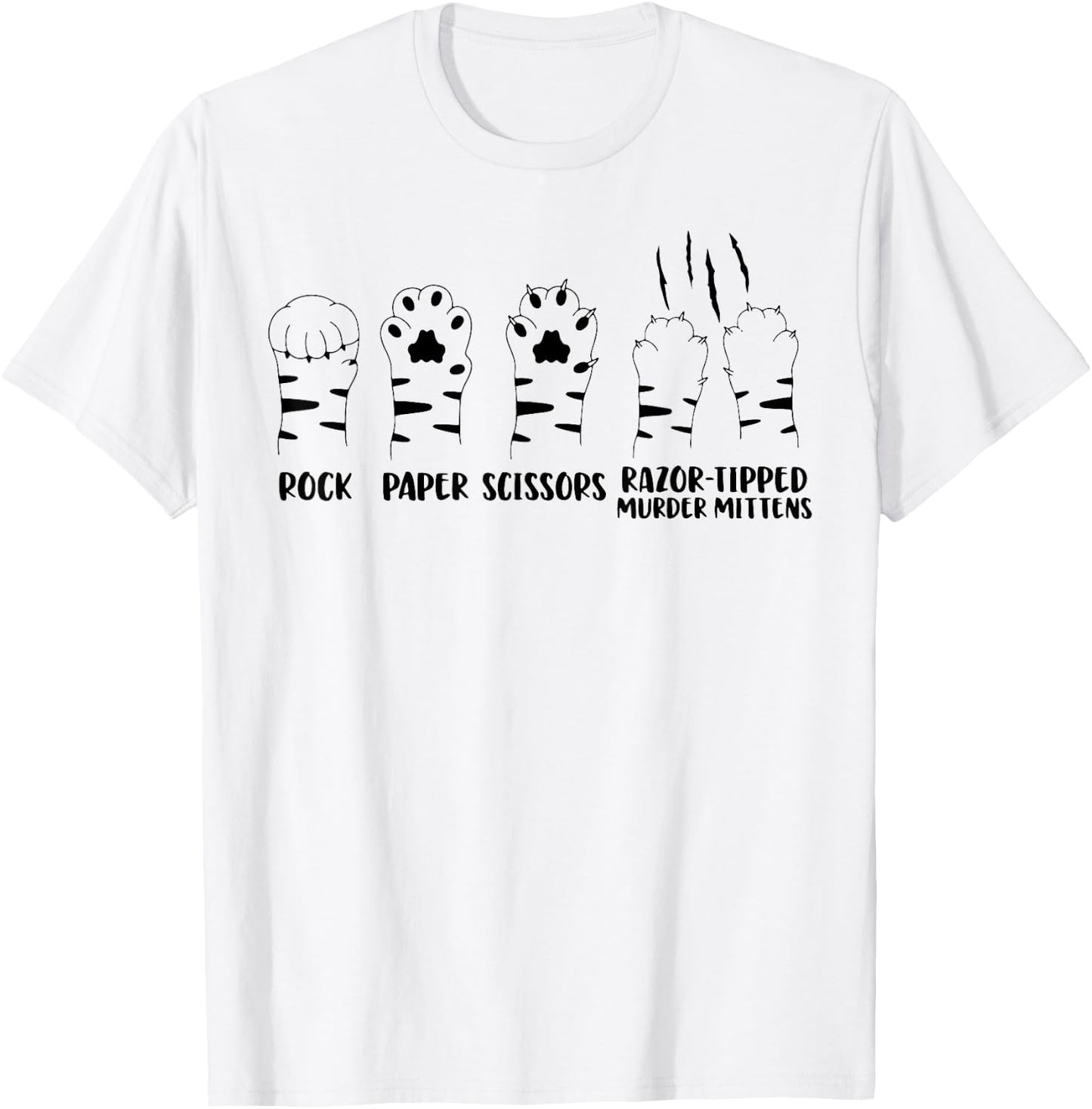 Cat Paw Rock Paper Scissors Razor Tipped Murder Mittens Men Women T-Shirt - T-Shirt | White