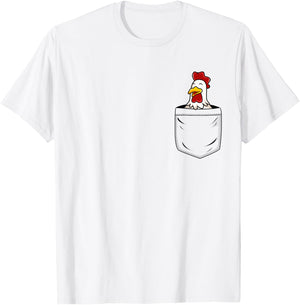 Chicken Lovers Cute Funny Chicken In Pocket T-Shirt - T-Shirt | White