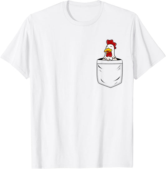 Chicken Lovers Cute Funny Chicken In Pocket T-Shirt - T-Shirt | White