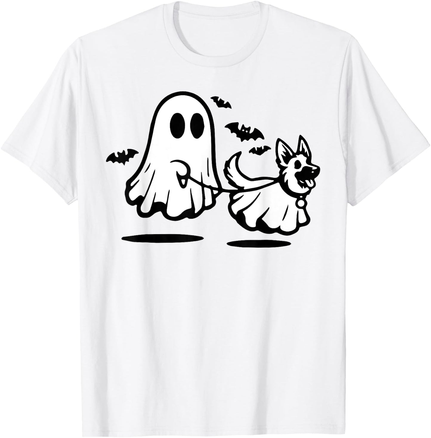 German Shepherd Ghost Walking Dog T-Shirt - T-Shirt | White