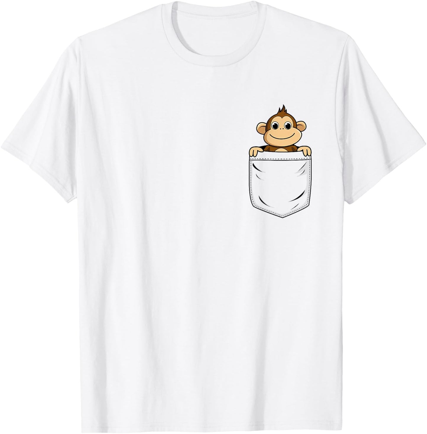 Monkey Lovers Cute Funny Monkey In Pocket T-Shirt - T-Shirt | White