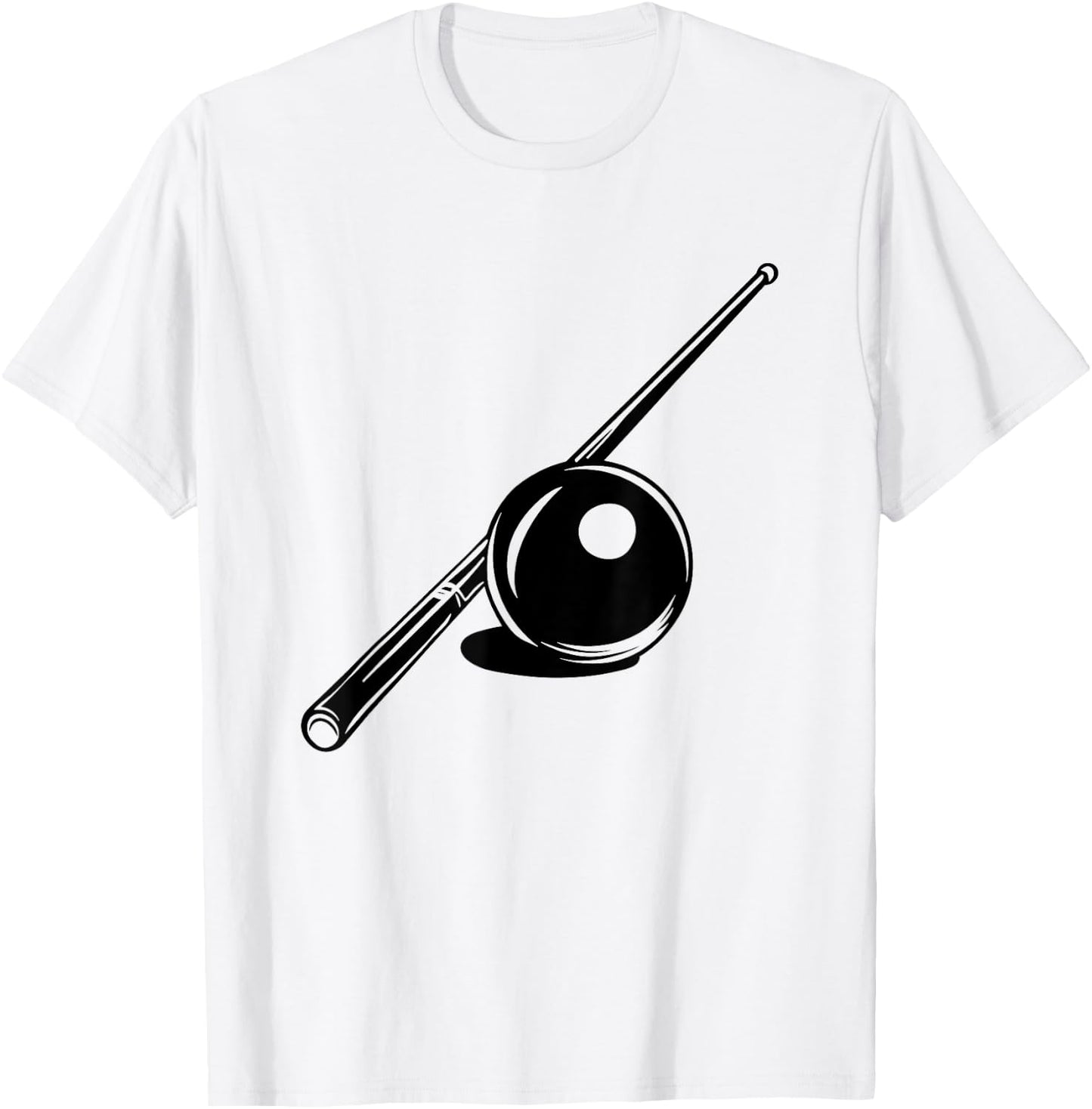 Billiard Ball and Cue Stick Sketch Carom Billiards T-Shirt - T-Shirt | White
