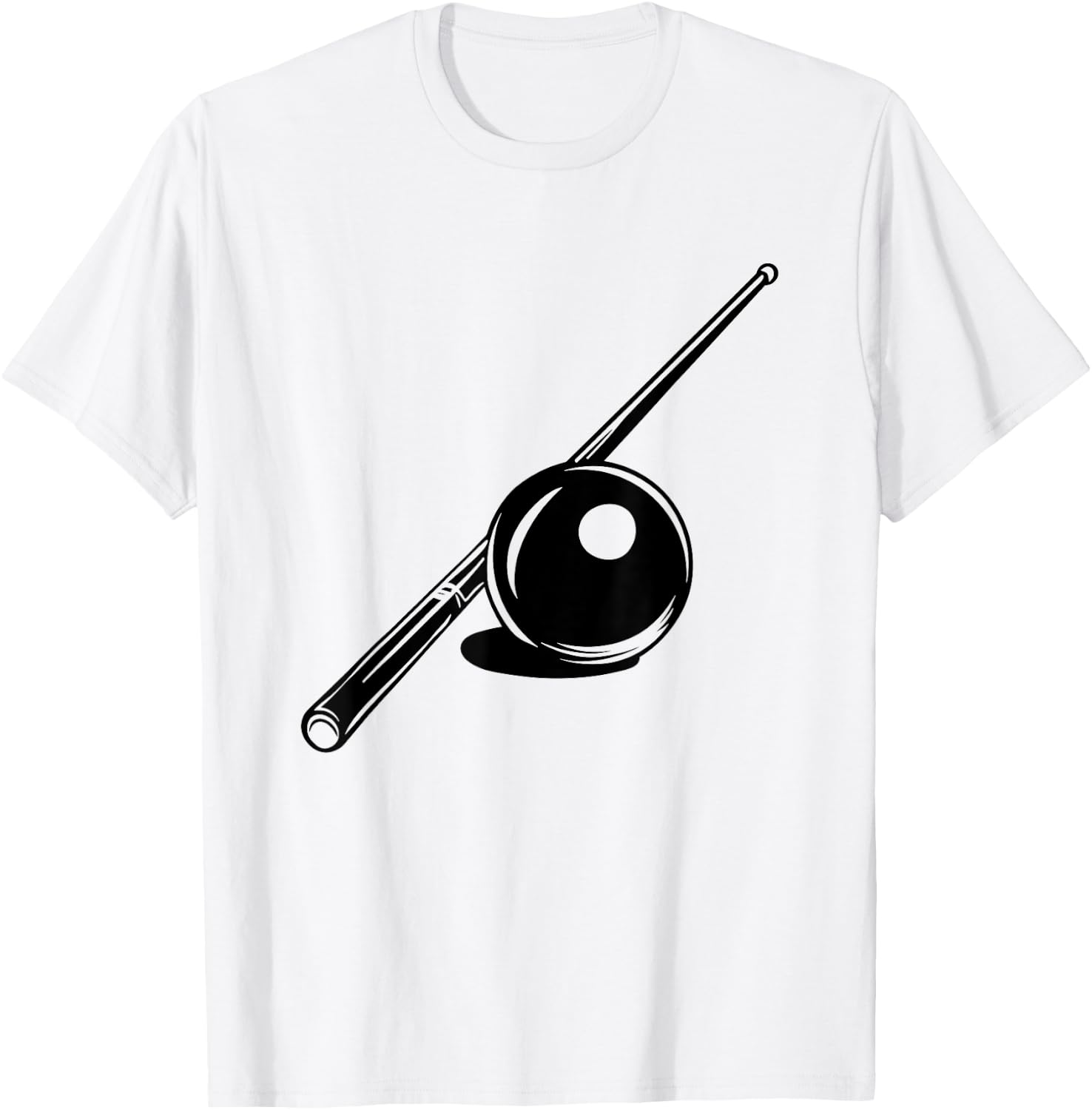 Billiard Ball and Cue Stick Sketch Carom Billiards T-Shirt - T-Shirt | White