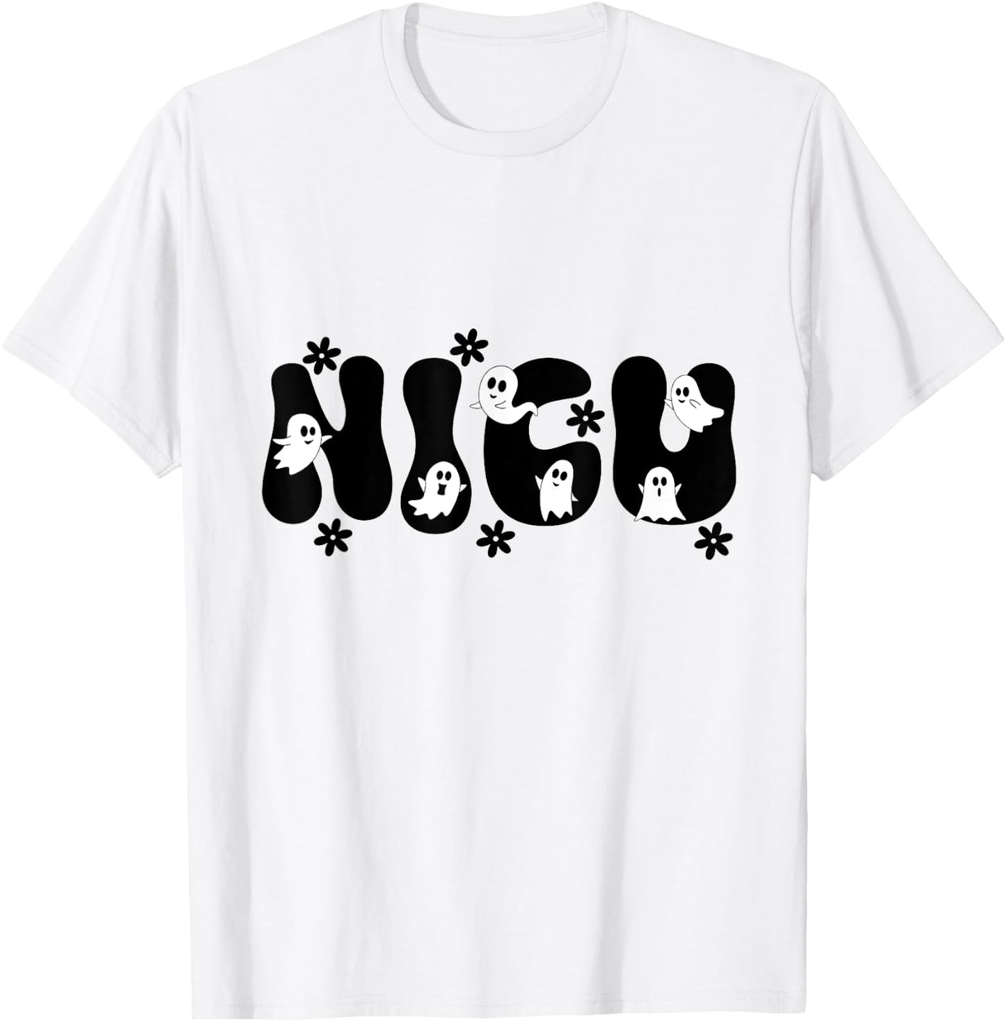 Groovy NICU Nurse Halloween Ghost Boo Boo Crew Night shift T-Shirt - T-Shirt | White