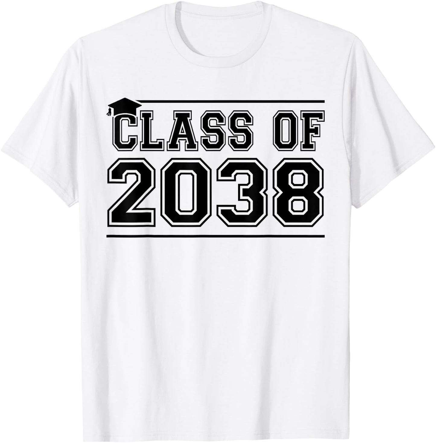 Class of 2038 Grow With Me Handprints On Back K to 12 Grade T-Shirt - T-Shirt | White
