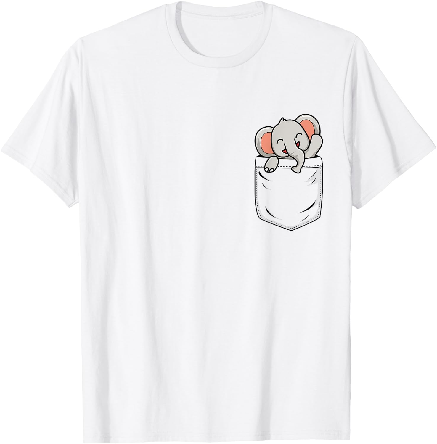 Elephant Lovers Cute Funny Elephant In Pocket T-Shirt - T-Shirt | White