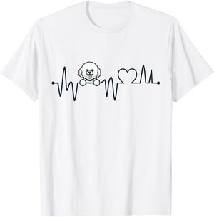 Bichon Frise Heartbeat - Men Women Kids Bichon Lover T-Shirt - T-Shirt | White