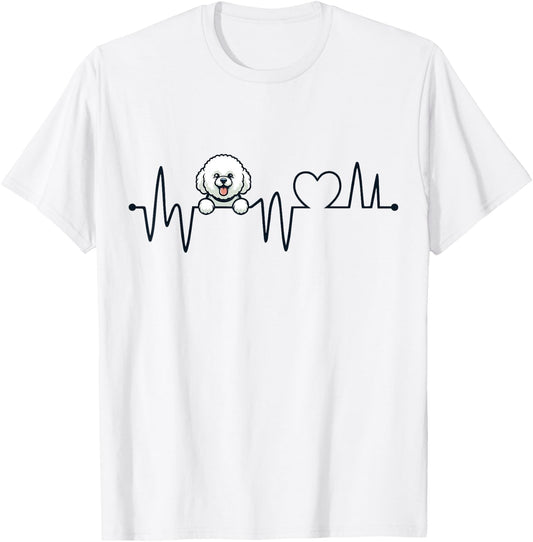 Bichon Frise Heartbeat - Men Women Kids Bichon Lover T-Shirt - T-Shirt | White