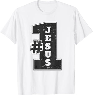 Jesus The Number One | Cool Christian Jesus Vintage T-Shirt - T-Shirt | White
